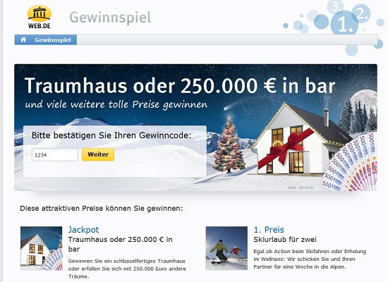 Weihnachtsgewinnspiel web.de  